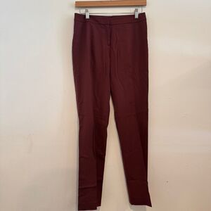 Lafayette 148 New York Ankle Straight Mid Rise Size 2 Burgundy Womens Pants
